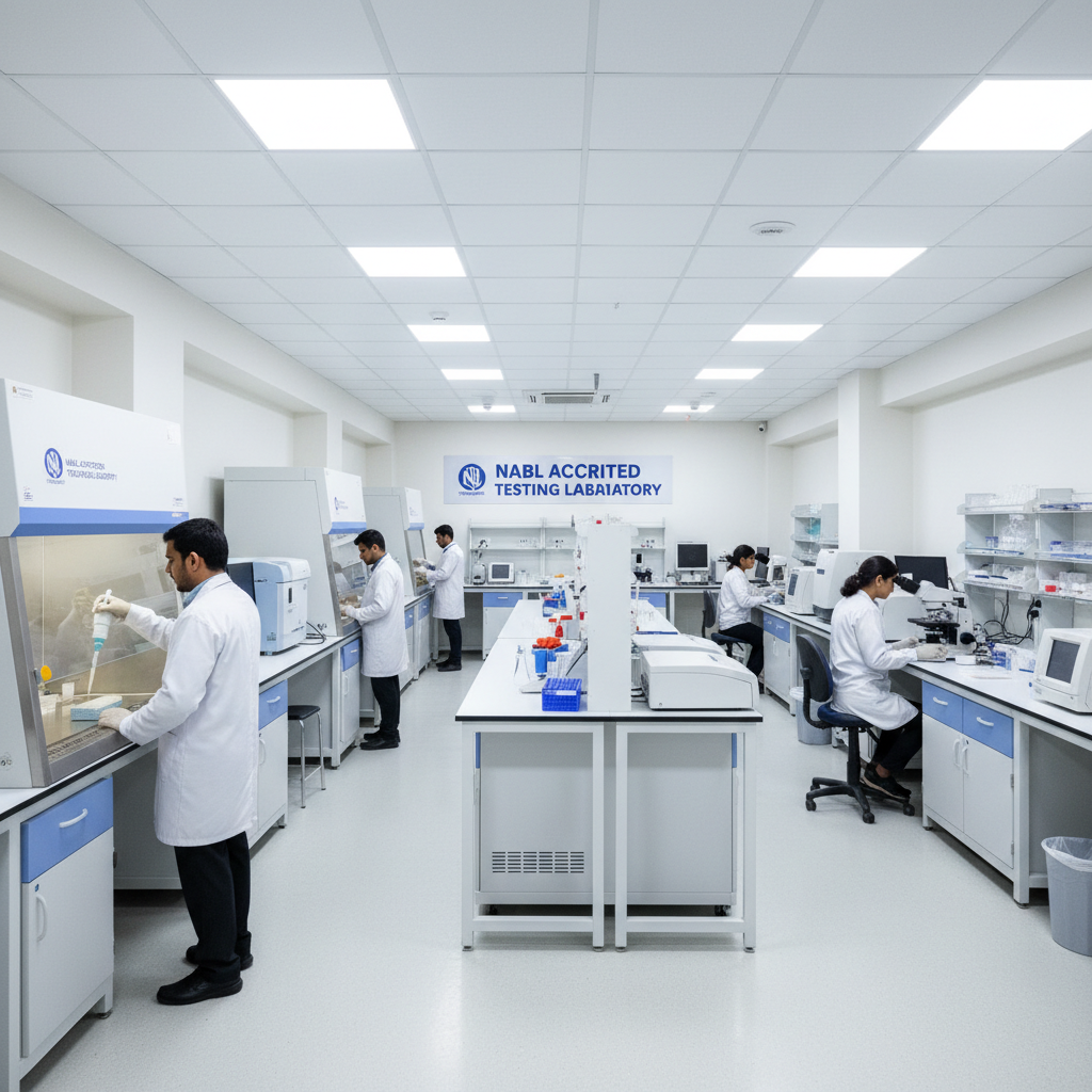 Modern Indian diagnostic laboratory interior with advanced equipment and professional staff at 51 Plus Lab Sector 51 Noida